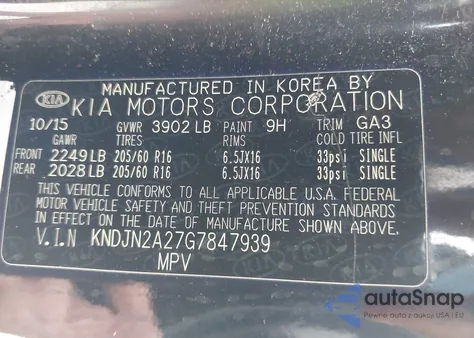 2016 Kia Soul from USA, damaged, VIN KNDJN2A27G7847939